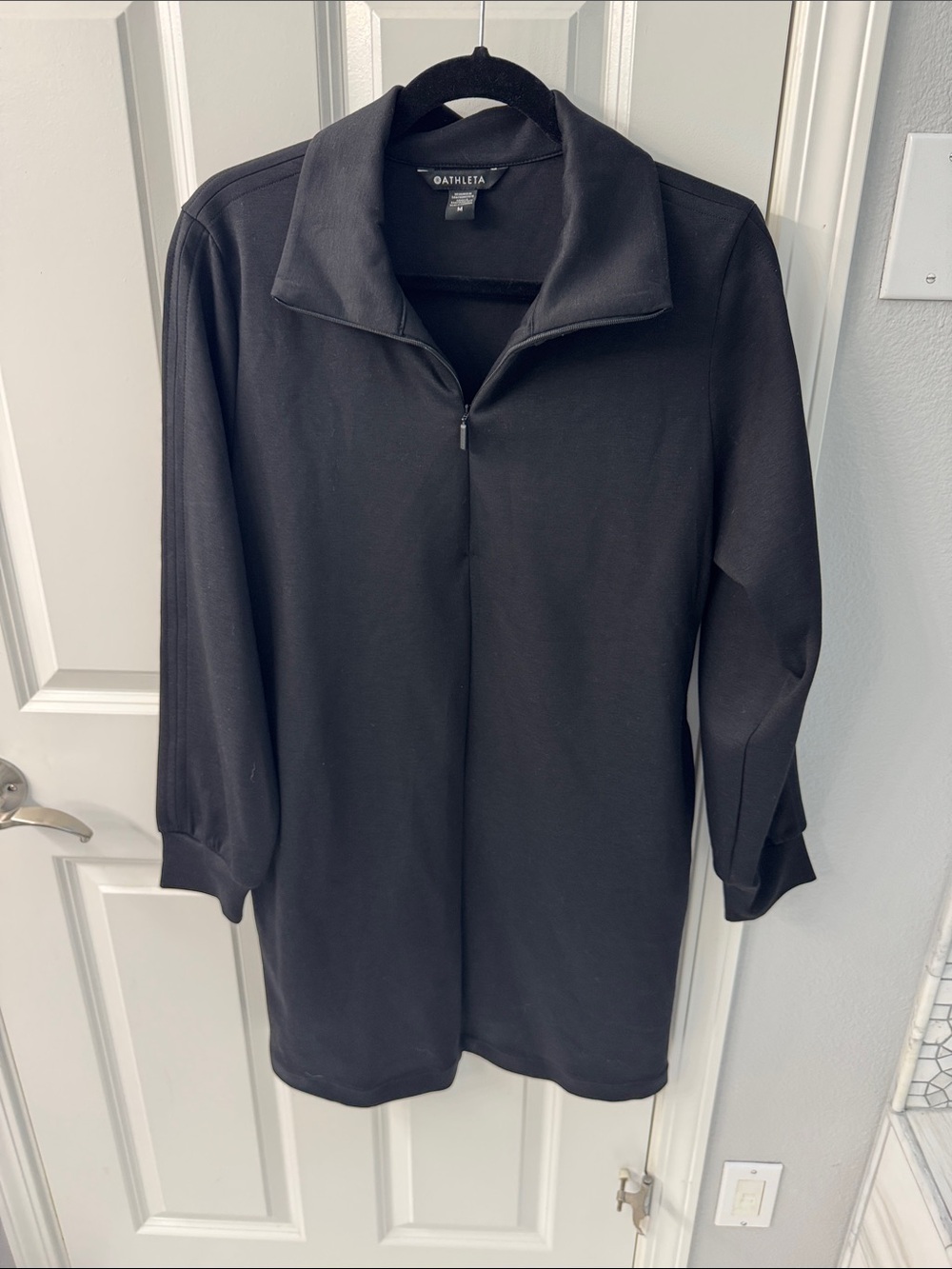 Athleta Black Half-Zip Long Sleeve Jean Jacket
